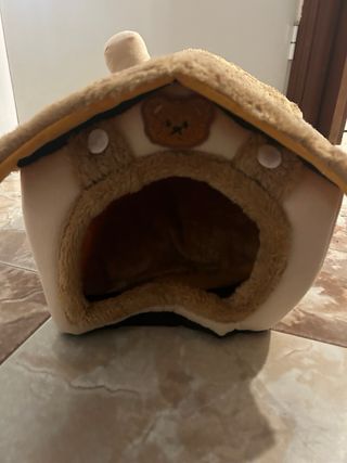 Caseta para gato/perro beige y marrón