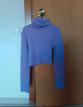 Jersey cuello vuelto corto morado