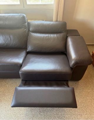 Sofá reclinable de piel negro PRECIO NEGOCIABLE