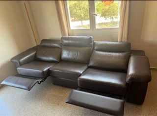 Sofá reclinable de piel negro PRECIO NEGOCIABLE