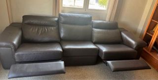Sofá reclinable de piel negro PRECIO NEGOCIABLE
