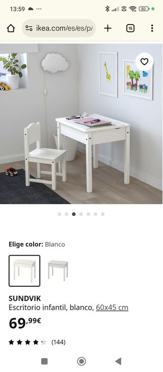 Mesa y Silla Infantil Madera Blanca