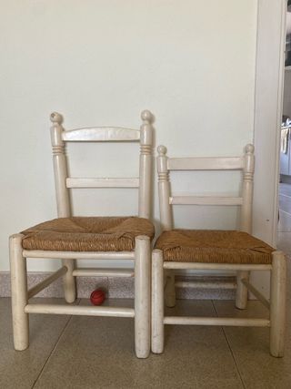 2 Sillas Artesanales Madera y Encordado de niños 