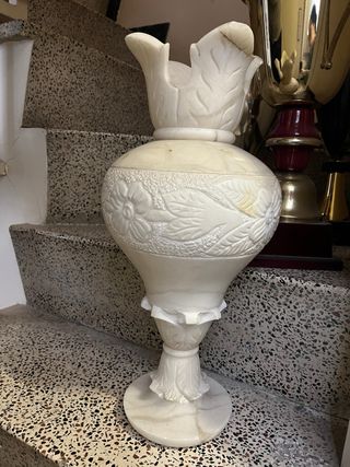 Jarrón Decorativo Mármol Blanco Tallado