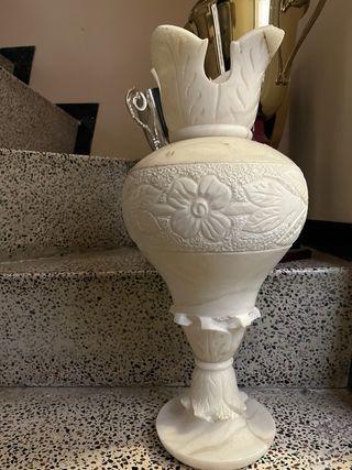 Jarrón Decorativo Mármol Blanco Tallado