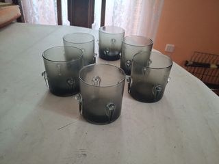Set 6 Vasos Vidrio Gris Ahumado