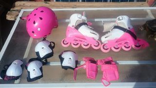 Pack Patines y Protecciones Rosa