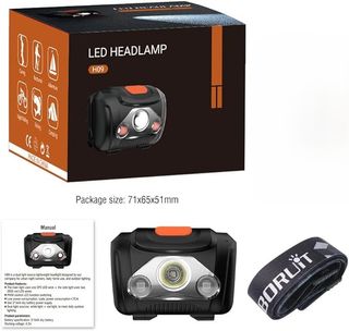 Linterna frontal con luz blanca y roja