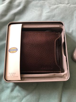 Cartera Fossil Marrón Cuero Genuino
