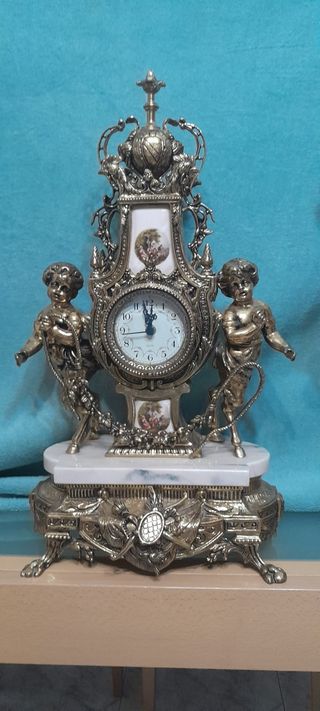 Reloj Imperio Bronce y Mármol con Candelabros