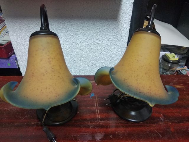 Lámparas de Mesa Flor Amarilla y Azul