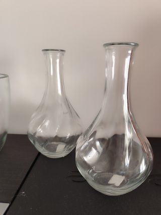 Juego de maceta y jarrones cristal