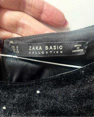 Vestido Zara Terciopelo Negro con Brillantes