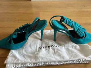 Sandalias Uterqüe Tacon Fino Verde Agua.