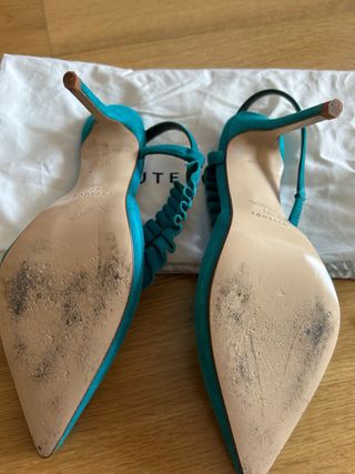 Sandalias Uterqüe Tacon Fino Verde Agua.