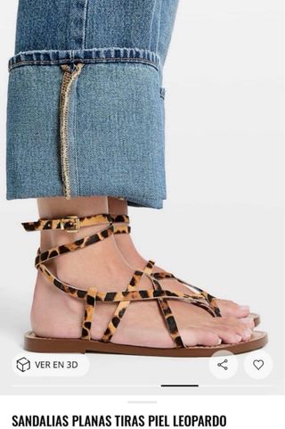 Sandalias Stradivarius leopardo tiras marrones T39