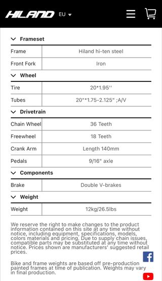 Bicicleta HILAND Azul 20’ como NUEVA