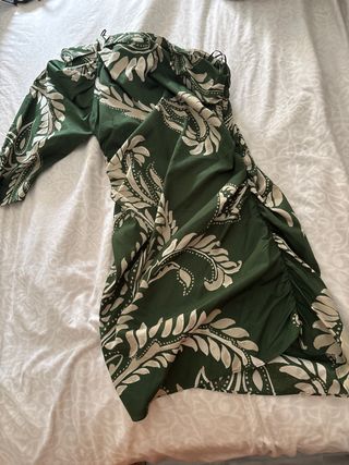 Vestido Zara Fiesta Verde Estampado
