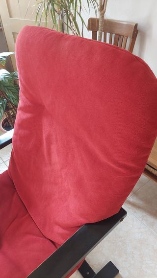 Sillón Ikea Butaca Mecedora Roja y Negra Tela Pana
