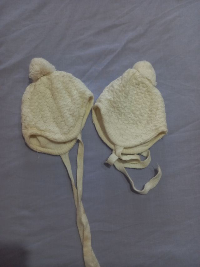 Gorro bebé tejido blanco talla 2