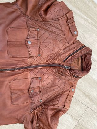 Cazadora Piel Hombre Marrón
