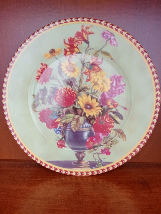 Set 3 piatti decorati con fiori porcellana