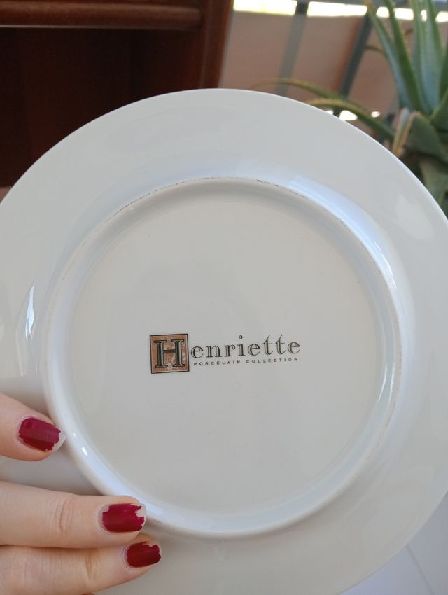 Set 3 piatti decorati con fiori porcellana