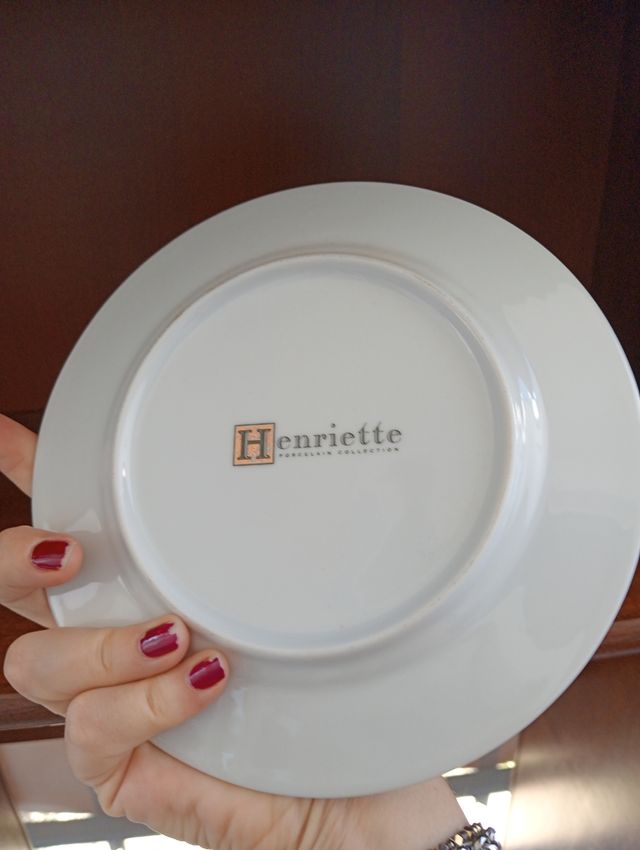 Set 3 piatti decorati con fiori porcellana