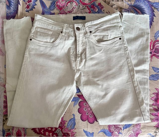 Zara Jeans Beige Claro Hombre Ajustados