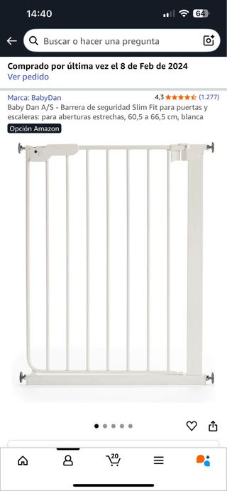 dos Barreras de Seguridad Baby Dan Slim Fit Blanca