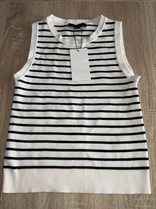 Top Rayas Zara Blanco y Negro