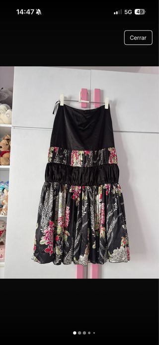 Falda larga estampada mujer