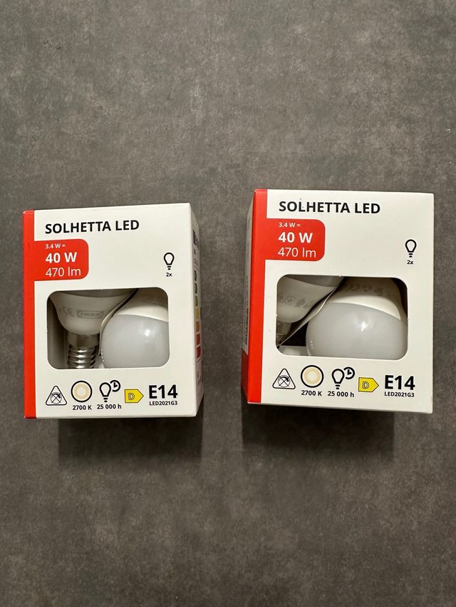 4 Bombillas LED IKEA SOLHETTA E14 470lm 2700K