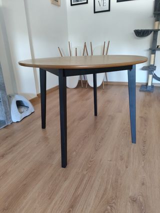 Mesa de salón redonda madera y metal