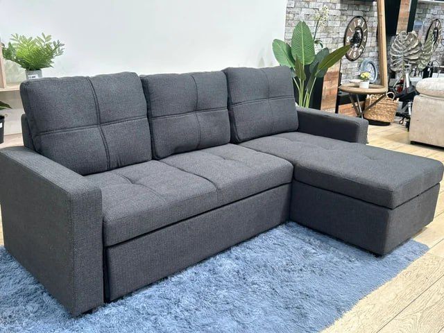 Sofá Cama Gris con Arcón Reversible