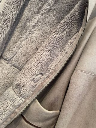Parka de ante y pelo beige