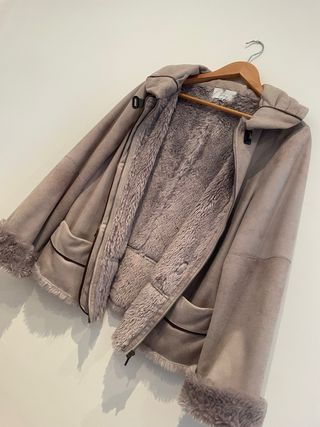 Parka de ante y pelo beige