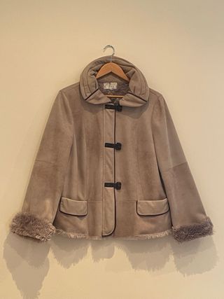 Parka de ante y pelo beige
