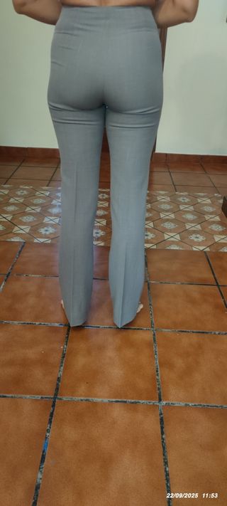 Pantalones de pinzas grises ajustados