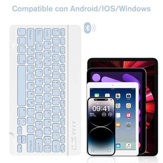 Teclado Inalámbrico Bluetooth HZD Blanco/Azul