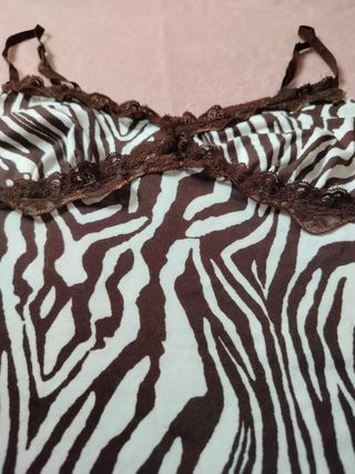 Top SHEIN Zebra Print Lace Trim (Size S)