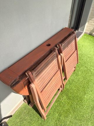 Mesa redonda de madera maciza Teca