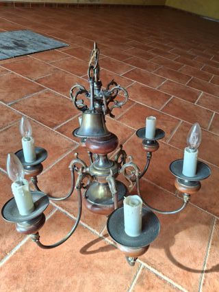 Lámpara de techo vintage madera y metal