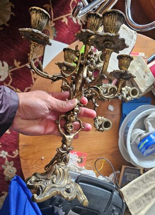Pareja de Candelabros de Bronce Antiguos siglo xx