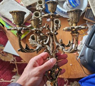 Pareja de Candelabros de Bronce Antiguos siglo xx