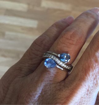 Anillo plata de ley  circonitas y topacios