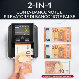 Rilevatore Verifica Banconote False e Conta Moneta