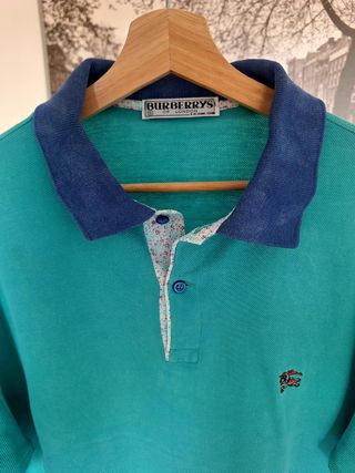 Camisa Polo Burberry London Vintage Verde Talla L
