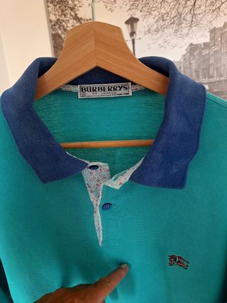 Camisa Polo Burberry London Vintage Verde Talla L