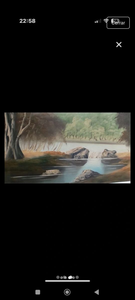 Cuadro vintage paisaje río y árboles
1.25x 64 cm 
